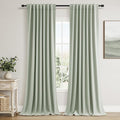 Guken Mist Sage 100% Blackout Linen Curtains 90 Inch Length 2 Panels Set for Living Room Bedroom Back Tab/Rod Pocket Thermal Insulated Black Out Drapes Room Darkening Window Curtains 90 Inches Long
