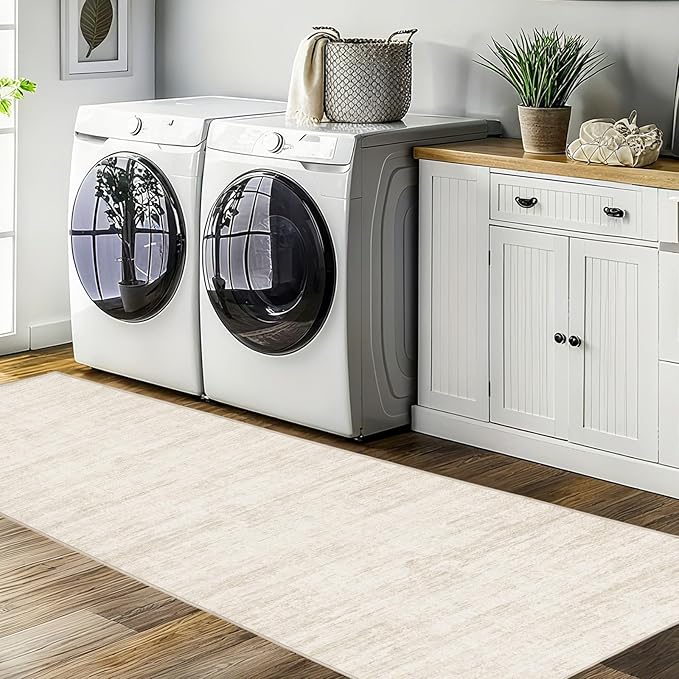 Runners for Hallways 2x8 Kitchen Runner Rugs，Modern Abstract Rug Runners for Entryway，Stain Resistant Washable Runner Rug Non-Slip 8ft Carpet Rug for Bedroom Living Laundry Room（Beige,2'x8'）