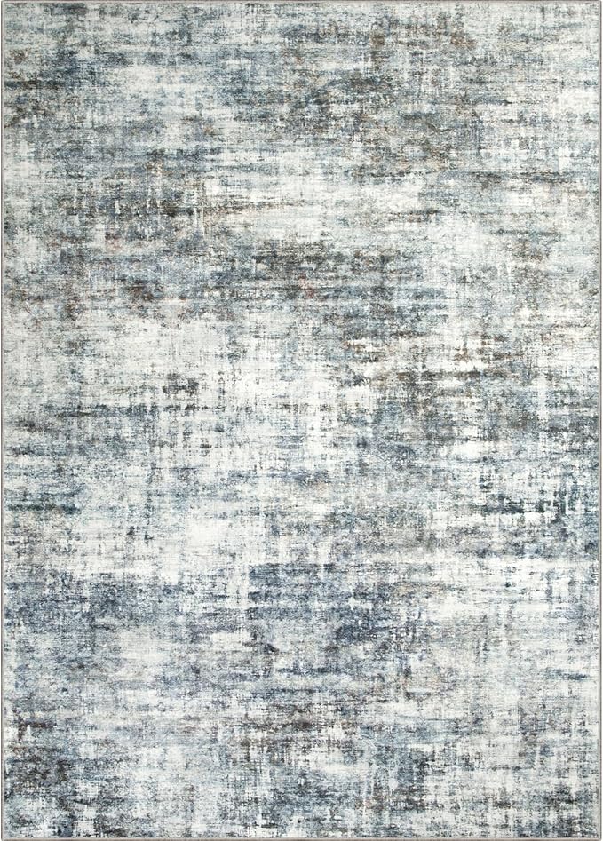 10x14 Area Rugs Washable Rug: Modern Abstract Living Room Rug Soft Anti-Skid Thin Carpet Indoor Floor Non-Shedding Carpets for Bedroom Dining Room Farmhouse Nursery Home Office Blue Multi