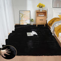 ORINOVA Black Fluffy Rug 5x7 Area Rugs for Bedroom Fuzzy Rabbit Washable Fur Rugs for Living Room Teen Room Nursery Rectangle Rug