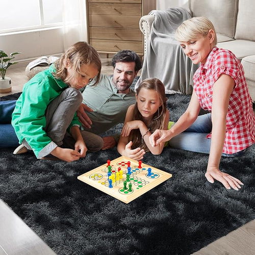 10X14 Large Area Rugs for Living Room Bedroom,Big Shag Rug for Bedroom Dorm,Soft Fluffy Indoor Carpet Nursery Rugs for Kids Girls Room Home Decor(Mottling Black, 10X14 Feet)