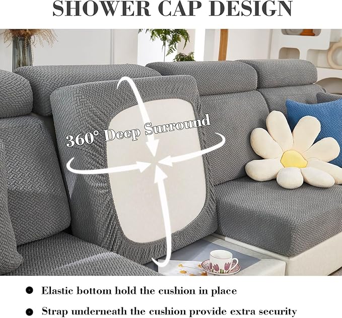 Couch Cushion Covers Sofa Covers Couch Covers for Sofa Pet Friendly Universal Sofa Covers Washable Stretch Slipcovers for Sectional Sofa (Texture Gray,Large Single Seat Cover)