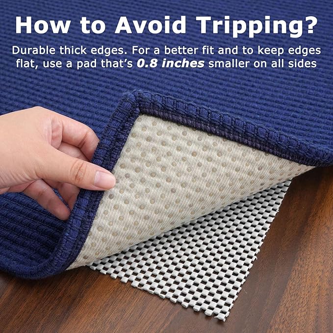 KOZYFLY Runners for Hallways 2x7 ft Washable Kitchen Runner Non Slip Rubber Backed Hall Runners Cotton Entryway Runner Rugs Floor Carpet for Indoor Backdoor Bedroom Kitchen, Royal Blue/Navy