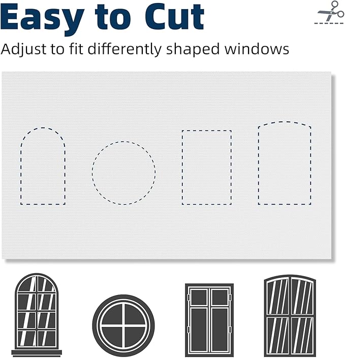 NIGHTON Portable Blackout Curtains 71"×59", Strong Hook and Loop Tape Strips with Adhesive, Cuttable Blackout Window Cover, 100% Black Out Material Blinds for Baby Nursery or Travel - White - 10