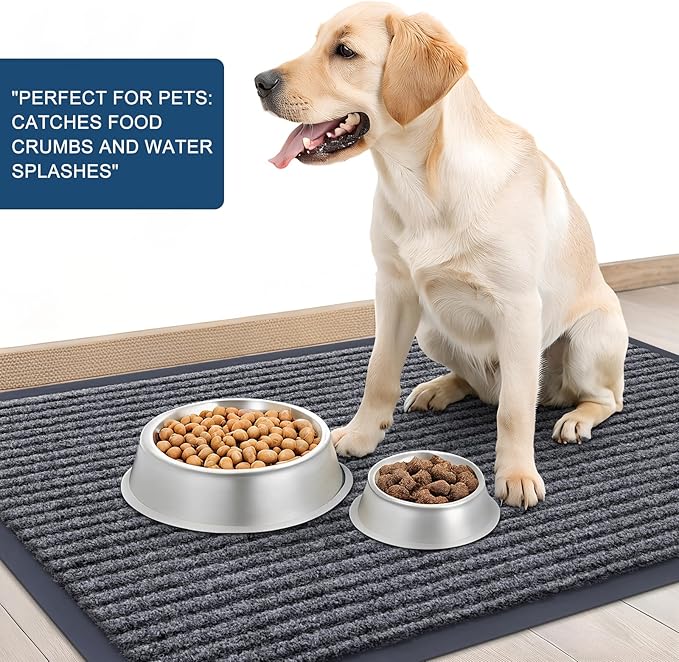 OLANLY Front Door Mat Indoor Outdoor Entrance, Waterproof Heavy Duty Doormat, Fade Resistant, Low Profile, Easy Clean Patio Porch Welcome Floor Mats for Entry, 71x30, Grey