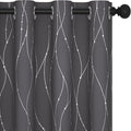 Deconovo Gray Curtains for Living Room, Blackout Drapes, Protect Pravicy Thermal Insulated Soundproof Window Drape, Wave Dots Foil Print, 52 x 108 Inch, Set of 2 Panels for Bedroom Sliding Glass Door