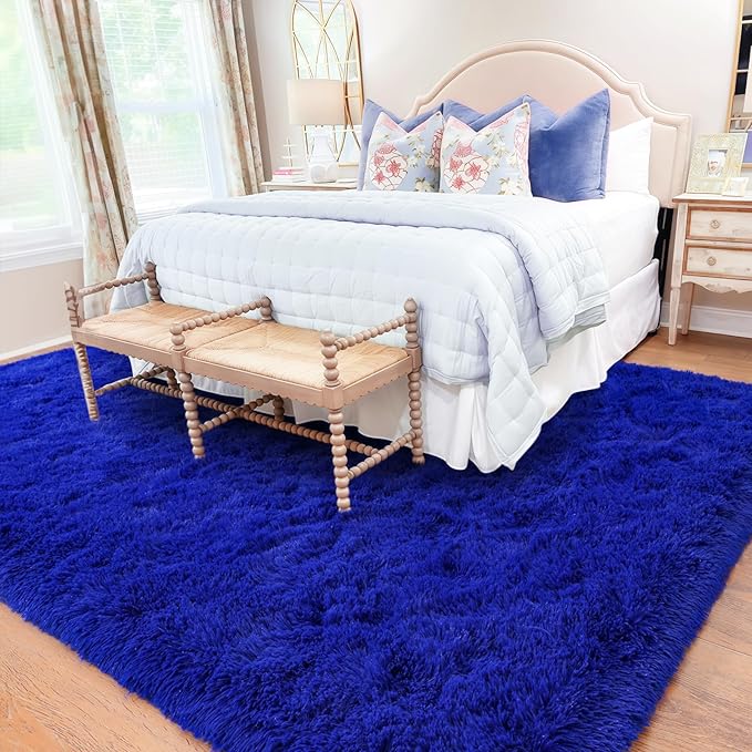 Rugs for Bedroom 4x6, Soft Shaggy Modern Shag Area Rug for Living Room, Upgrade Non-Slip Plush Fluffy Carpet for Kids Boys Girls Room Home Decor Aesthetic, Royal Blue