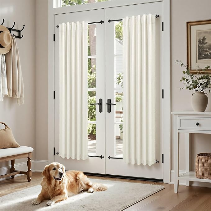 Pitalk 72 Inch Curtains for Living Room Black Out Linen Back Tab Loops Room Darkening Blackout Thermal Insulated Curtain for Bedroom 72 Inch Length 2 Panels Set Cream Ivory Off White Wide 38 x 72 Long