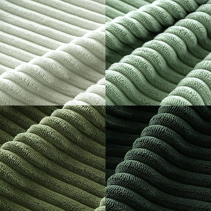 MIULEE Boho Farmhouse Sage Green Throw Pillow Covers 22x22 Inch Set of 4 Mordern Nordic Cushion Covers Soft Corduroy Spring Home Decor for Couch Bed Sofa Living Room Forest Green