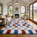 Shag Area Rug for Bedroom Living Room,6x9 Fluffy Soft Colorful Checkered Rug Fuzzy Shaggy Bedroom Carpet,Indoor Plush Floor Rugs for Kids Boys Girls Teen Dorm Nursery Home Decor