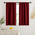 RYB HOME Blackout French Door Window Curtain Covering, Rod Pocket Thermal Insulated Privacy Non See Through Drapes for Bathroom Window, Width 29 by Length 45, Burgundy Red, 2 Panels