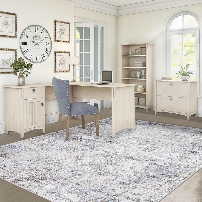 XLUEZ 5x7 Area Rugs for Living Room, Washable Modern Abstract Large Area Rug Neutral Soft Non Slip Kids Rug Stain Resistant Indoor Carpet for Bedroom Nursery Dining Room Playroom(Bluegrey, 5'x7')