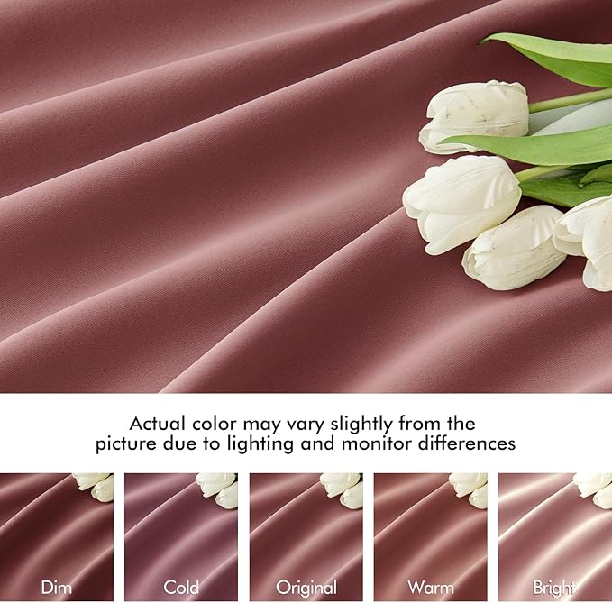 MIULEE Dusty Rose Back Tab Blackout Curtain 96 Inch Long 2 Panels Set for Bedroom, Rod Pocket/Pinch Pleat Thermal Insulated Living Room Darkening Pleated Light Blocking Floor to Ceiling Drape