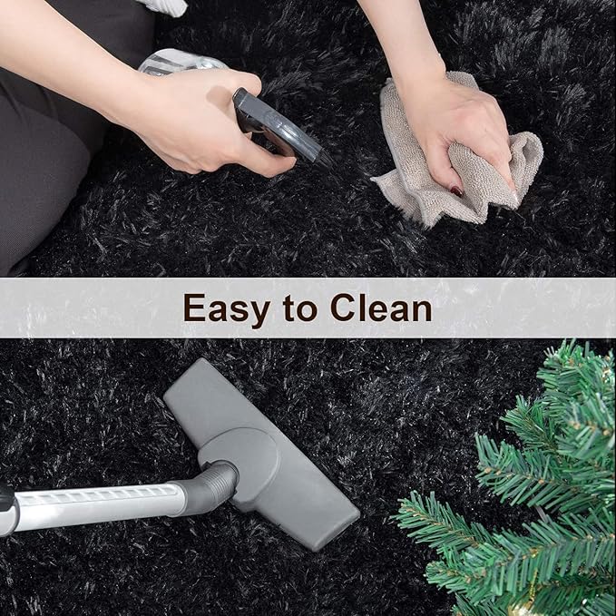TWINNIS Super Soft Shaggy Rugs Fluffy Carpets,5x7 Feet, Indoor Modern Plush Area Rugs for Living Room Bedroom Kids Room Nursery Home Decor, Upgrade Anti-Skid Rectangular Fuzzy Rug, Black
