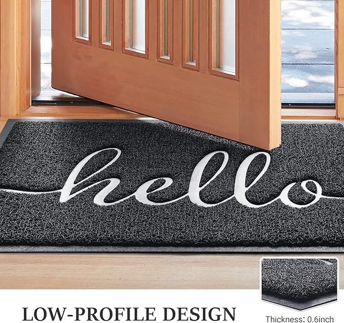 BeneathYourFeet Door Mat (36"x24",Black) Welcome Mat Low Profile Front Doormat Indoor Outdoor Door Non Slip Rugs for Entryway, Patio, High Traffic Areas
