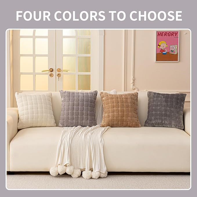 Velvet Throw Pillow Covers(Pack of Two, Light Grey) 12×20 Inch Decorative Pillows Cover Neutral Soft Chenille Couch Pillows with Zipper Aesthetic for Living Room and Bedroom