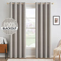 MIULEE 100% Blackout Linen Textured Curtains for Bedroom Solid Thermal Insulated Warm Taupe Grommet Room Darkening Curtains & Drapes Luxury Decor for Living Room Nursery 52 x 90 Inch (2 Panels)
