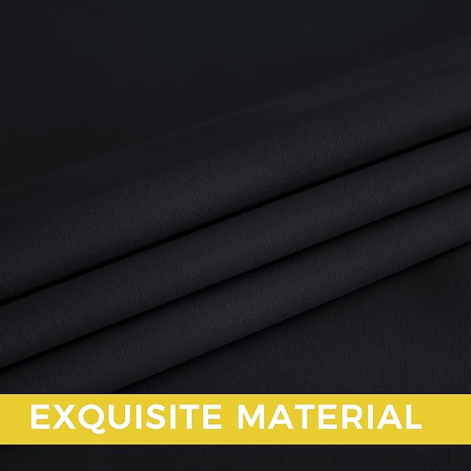NICETOWN Room Darkening Draperies Curtains Panels, 2 Panels Black W52 x L63