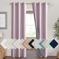 NICETOWN Pink Vintage Linen 100% Blackout Curtains for Living Room, Thermal Insulated Curtains 90" Long, Noise Reducing Window Treatment Drapes for Hall Room, 42" Wide Per Panel, Set of 2