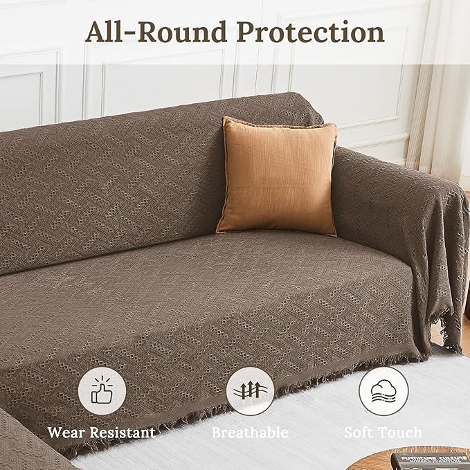 HOMERILLA Sectional Couch Covers for Sectional Sofa L Shaped Sofa Cover Blanket 2 Pieces L Shape Furniture Protector for Pets Dogs (Taupe, X-Large)