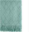 BOURINA Dark Cyan Throw Blanket 50 x90 Inches Textured Solid Soft Sofa Throw Bed Runner Knitted Decorative Blanket