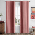 MIULEE 100% Blackout Linen Curtains for Bedroom, Dusty Rose Solid Luxury Decor Thermal Insulation Room Darkening Drapes for Living Room Nursery Back Tab Rod Pocket 42 x 63 Inches, 2 Panels