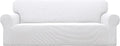 Easy-Going Stretch Sofa Slipcover 1-Piece Sofa Cover Furniture Protector Couch Soft with Elastic Bottom for Kids, Polyester Spandex Jacquard Fabric Small Checks (Sofa, Snow White)