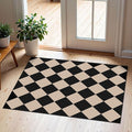 Front Door Mat Outside Entrance - 2x3 Black Tan Non-Slip Washable Doormat Indoor Outdoor Mat Entry Rug Geometric Diamond Small Throw Rugs for Entryway Kitchen Front Porch Decor