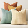 MIULEE Boho Farmhouse Throw Pillow Covers 20x20 Inch Set of 4 Summer Modern Natural Decorative Cushion Covers Soft Corduroy Spring Decor for Couch Bed Sofa Living Room Orange Teal Gradient Series