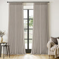 MIULEE Pinch Pleated Thick Linen Curtains 102 Inches Long 2 Panels for Living Room Bedroom, Linen Textured Drapes Pleat Back Tab Memory Trained Light Filtering Boho Taupe Window Curtains with Hooks