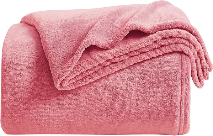 KMUSET Fleece Blanket Twin Size Salmon Pink Lightweight Super Soft Cozy Fuzzy Bed Blankets Microfiber Factory Shop