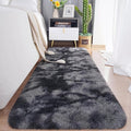 Chicrug Soft Runner Rugs for Bedroom Living Room Plush Fluffy Rug 2x8 Feet, Shag Furry Area Rug Carpet Non Shedding for Nursery Children Kids Girls Room Home Decorative, Grey and Black