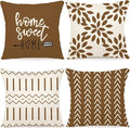 YCOLL Pillow Covers 20x20 Set of 4, Modern Sofa Throw Pillow Cover, Decorative Outdoor Linen Fabric Pillow Case for Couch Bed Car， Light Brown