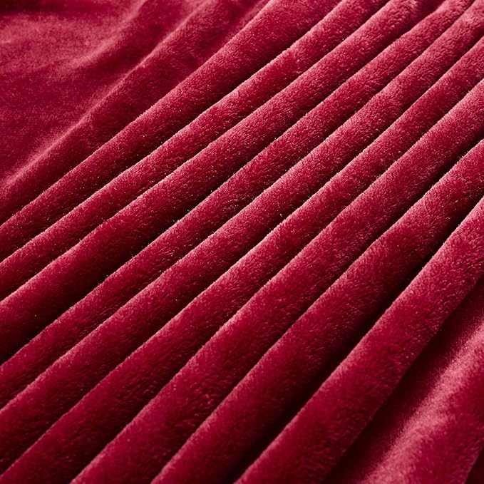 TASTHROW Large Flannel Fleece Throw Blanket, 90×108 Inch - Cozy Lightweight Thick Blanket - All Seasons Suitable for Women, Men and Kids (Burgundy)