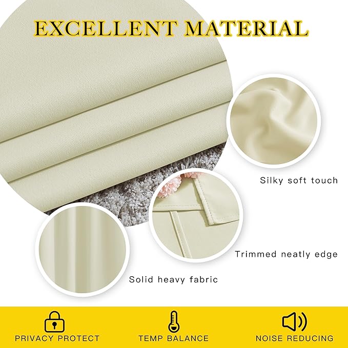 NICETOWN Room Darkening 118 inch Long Curtains, Grommet Thermal Drapes Weighted Room Divider Wide Window Treatments for Living Room, W66 x L118, Beige, 2 Panels