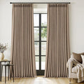 MIULEE Pinch Pleated Thick Linen Curtains 108 Inches Long 2 Panels for Living Room Bedroom, Linen Textured Drapes Back Tab Country Farmhouse Brown Tan Burlap Foor to Ceiling Curtains with Hooks&Rings