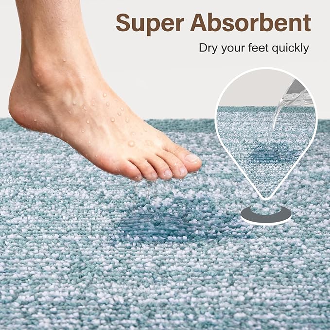70x24 Long Bathroom Rugs Washable Non Slip, Dusty Blue Bath Mat for Bathroom Floor Tub, Soft Absorbent Quick Dry Mats for Shower, Bathtub,Home Decor