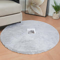ORINOVA Round Furry Rugs for Living Room Faux Rabbit Fluffy Fur Rug for Bedroom Washable Area Rugs Boho Circle Rug Grey Shag Rug 4ft