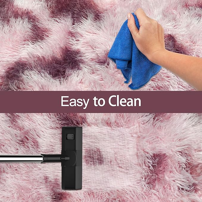 Tie-Dyed Blush 2x6 Machine Washable Runner Rugs for Hallway Soft Fluffy Shaggy Bedside Rugs for Bedroom Living Room Indoor Floor Carpet for Kids Girls and Boys Nursery Rooms Home Decor Aesthetic