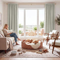RYB HOME Cream Linen 100% Blackout Curtains for Bedroom 52 Width 120 Long, Thich Elegant Extra Long Drapes for Modern/Vintage/Farmhouse Home Decor, Thermal Insulated Window Treatment, 2 Panels