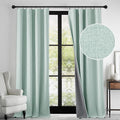 RYB HOME 100% Blackout Linen Textured Curtains 96 inches Long, Thermal Insulating Privacy Energy Saving for Bedroom Living Room Window Office Theater Baby Nursery, W 52 x L 96 in, Aqua, 2 Panels