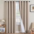 H.VERSAILTEX Linen Curtains 100% Blackout Curtains for Bedroom 84 inch Long Full Light Blocking Nature Linen Blended Window Curtains for Living Room Nickel Grommet (2 Panels, Heathered Sand)