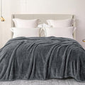 Exclusivo Mezcla Plush Fuzzy Fleece Bed Blanket Queen Size, Super Soft, Fluffy and Warm Blankets for Couch, Bed, All Season (Dark Grey, 90x90 inches)