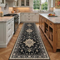 Area Rugs 3'x9' Runner Rug Non Slip Washable for Kitchen Hallway Bedroom Beside Laundry Room Bathroom Rug, Floor Carpet, Black Brown Neutral Dark Tan