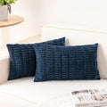 Pack of 2 Corduroy Decorative Throw Pillow Covers 12x20 InchSoft Boho Striped Pillow Covers Modern Farmhouse Home Decor for Sofa Living Room Couch Bed（Teal）