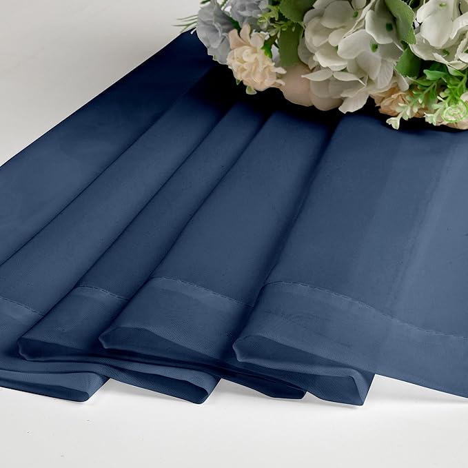 Chyhomenyc Sheer Valances for Windows 2 Pack, Small Window Curtains for Living Room Bathroom Cafe Laundry Basement, Modern Top Dual Rod Pocket Voile Curtain, 42W x 18L inches, Navy Blue