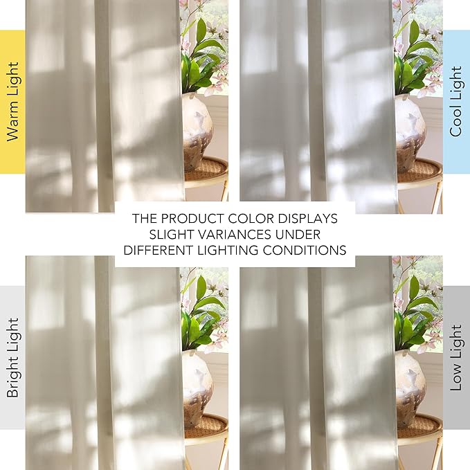 NICETOWN Bone White Linen Curtains for Kitchen, Thick Flax Small Window Treatments Semi Sheer Privacy Assured with Light Through for Cafe/Bathroom, W55 x L84, 2 Panels