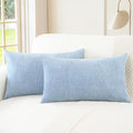 CaliTime Throw Pillow Covers Decorative 12 X 20 Inches Pack of 2 Cozy Chenille Cushion Cases for Couch Sofa Bed Living Room Home Baby Blue