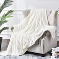 BEDELITE Fleece Blanket Twin Size – 3D Ribbed Jacquard Soft and Warm Decorative Fuzzy Blankets – Cozy, Fluffy, Plush Lightweight Throw Blankets for Couch, Bed, Sofa(Off White, 60x80 inches)