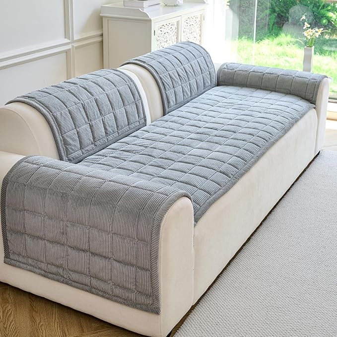 Couch Covers for Dogs Washable, Non Slip Couch Covers for Loveseat Sofa Pet Friendly, Soft Fuzzy Sofa Covers for Pet, Dog Couch Cover Furniture Protector(1PC,Light Grey,27.6"x70.9")